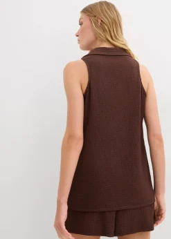Online Top aus strukturiertem Crêpe Damen Shirts & Tops