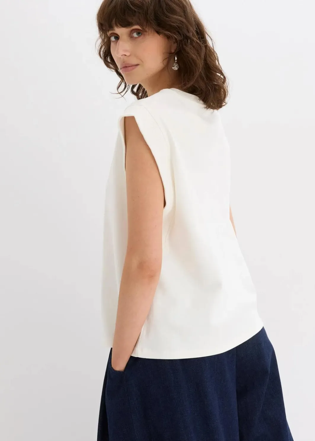 Damen bonprix Shirts & Tops|Top mit Ripp-Einsatz am Ärmel