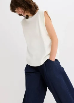 Damen bonprix Shirts & Tops|Top mit Ripp-Einsatz am Ärmel