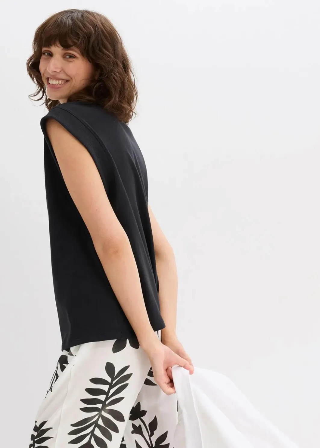 Online Top mit Ripp-Einsatz am Ärmel Damen Shirts & Tops