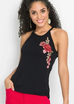 Damen bonprix Shirts & Tops|Nachhaltigere Materialien|Top mit Stickerei