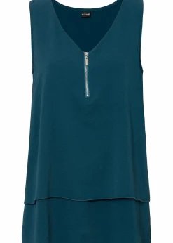 Damen bonprix Shirts & Tops|Blusen & Tuniken|Top mit Zipper aus nachhaltige Viskose