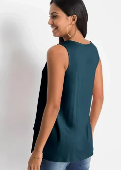 Damen bonprix Shirts & Tops|Blusen & Tuniken|Top mit Zipper aus nachhaltige Viskose