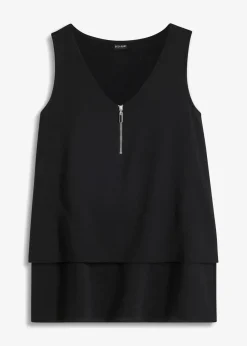 Damen bonprix Blusen & Tuniken|Shirts & Tops|Top mit Zipper aus nachhaltige Viskose