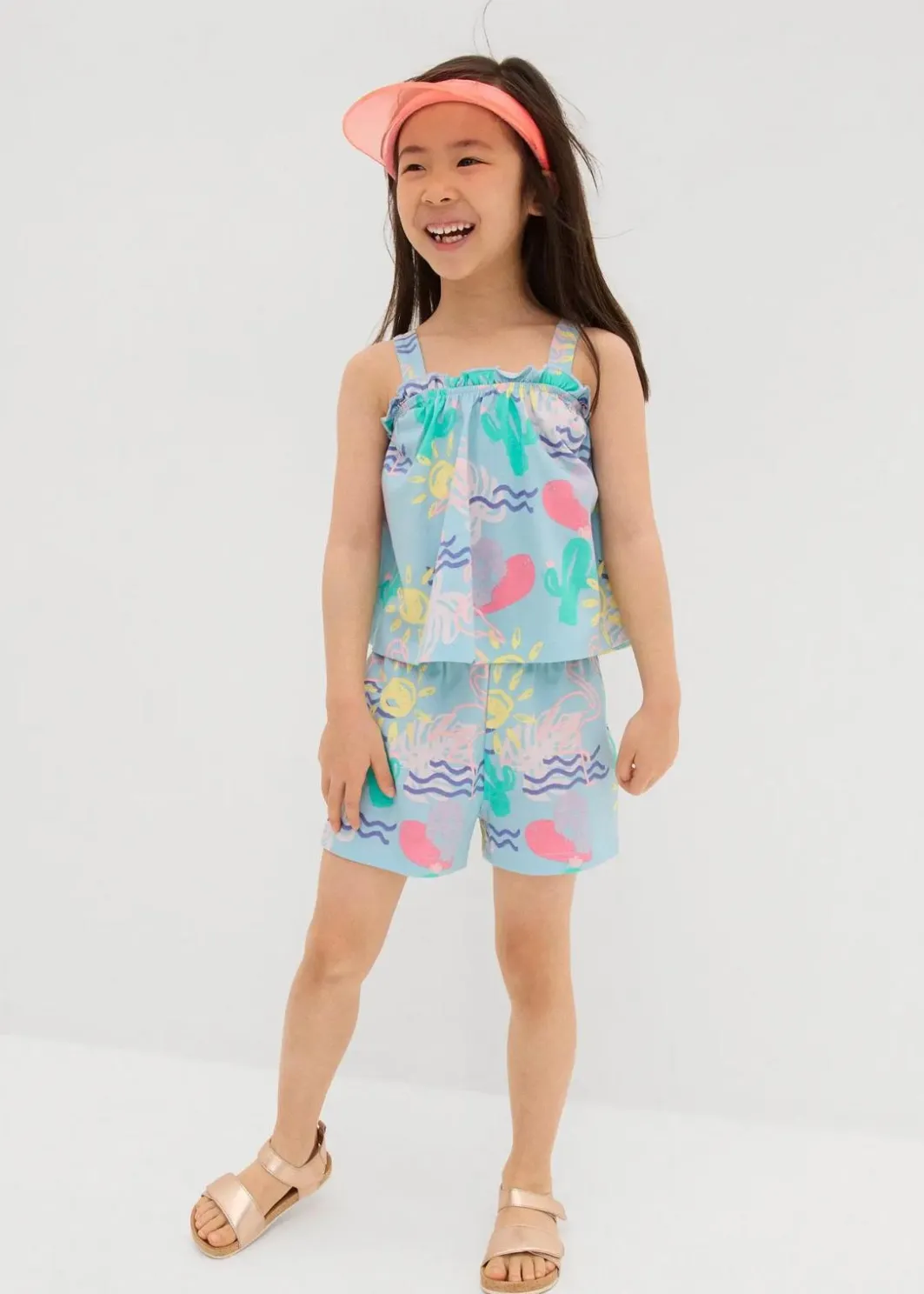 Kinder bonprix Mädchen 2-8 Jahre·Nachhaltigere Materialien|Mädchen 9-16 Jahre·Nachhaltigere Materialien|Top und kurze Hose (2-tlg.Set) aus reiner Bio-Baumwolle