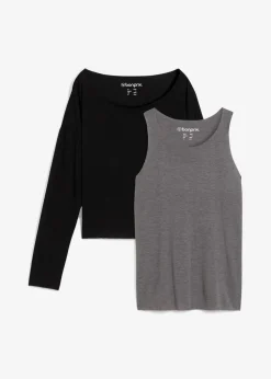 Sale Top und Langarmshirt (2-tlg.Set) aus Jersey Damen Shirts & Tops|Nachhaltigere Materialien