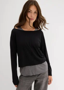 Sale Top und Langarmshirt (2-tlg.Set) aus Jersey Damen Shirts & Tops|Nachhaltigere Materialien