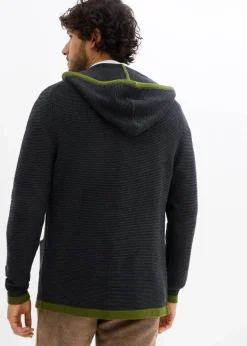 Herren bonprix Trachtenmode|Pullover & Strickjacken|Trachten-Strickjacke mit Kapuze aus weichem Baumwollmix