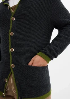 Herren bonprix Trachtenmode|Pullover & Strickjacken|Trachten-Strickjacke mit Kapuze aus weichem Baumwollmix