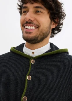 Herren bonprix Trachtenmode|Pullover & Strickjacken|Trachten-Strickjacke mit Kapuze aus weichem Baumwollmix