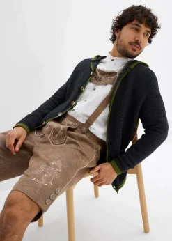 Herren bonprix Trachtenmode|Pullover & Strickjacken|Trachten-Strickjacke mit Kapuze aus weichem Baumwollmix