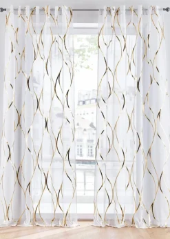 bonprix Gardinen|Transparente Gardine mit Glanz Druck (1er Pack)