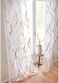 bonprix Gardinen|Transparente Gardine mit Glanz Druck (1er Pack)