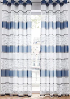 New Transparente Gardine mit Querstreifen Druck (1er Pack) Gardinen