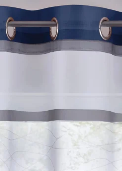 New Transparente Gardine mit Querstreifen Druck (1er Pack) Gardinen