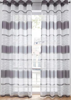bonprix Gardinen|Transparente Gardine mit Querstreifen Druck (1er Pack)