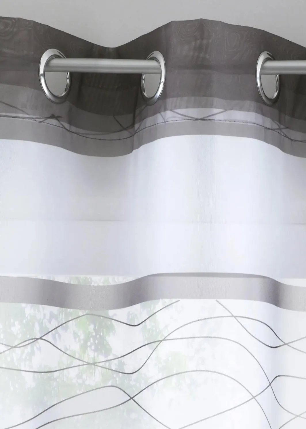 bonprix Gardinen|Transparente Gardine mit Querstreifen Druck (1er Pack)