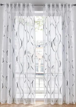 Discount Transparente Gardine mit Glanz Druck (1er Pack) Gardinen