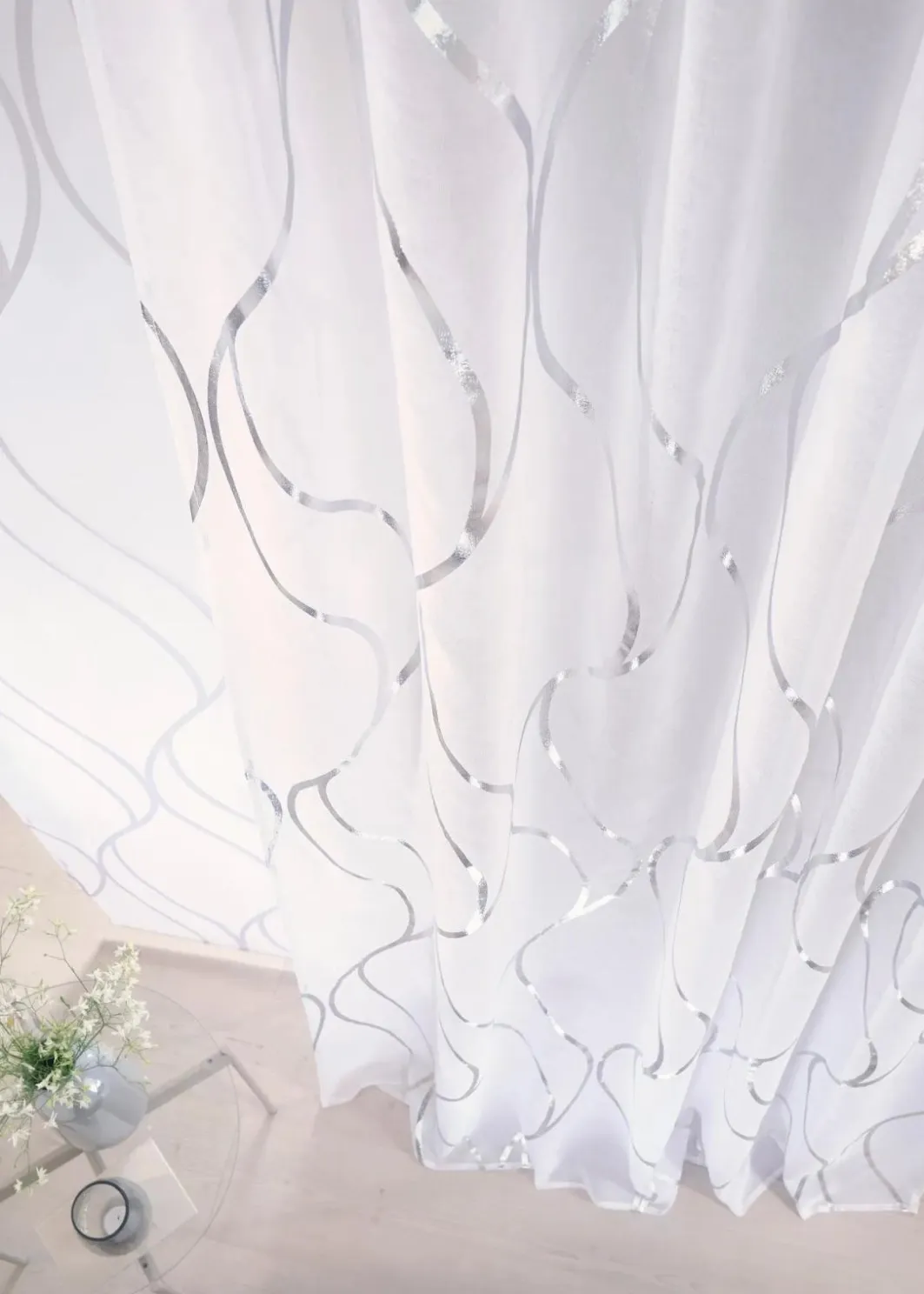 Discount Transparente Gardine mit Glanz Druck (1er Pack) Gardinen