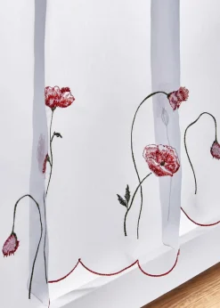 New Transparente Scheibengardine mit Blumenstickerei Scheibengardinen