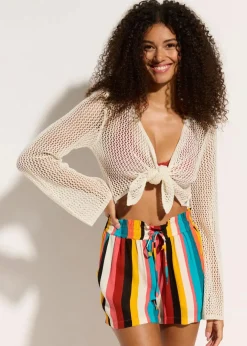 Outlet Transparente Strand Ajour-Strickjacke Damen Strandmode|Bademode·Strandmode