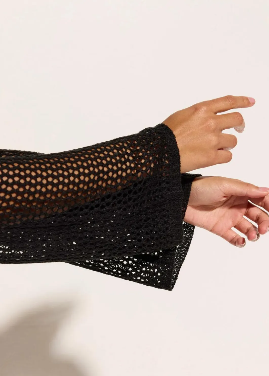 Damen bonprix Strandmode|Bademode·Strandmode|Transparente Strand Ajour-Strickjacke