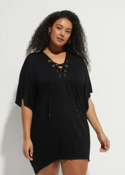 Discount Transparente Strand Tunika aus Viskose Damen Strandmode|Bademode·Strandmode