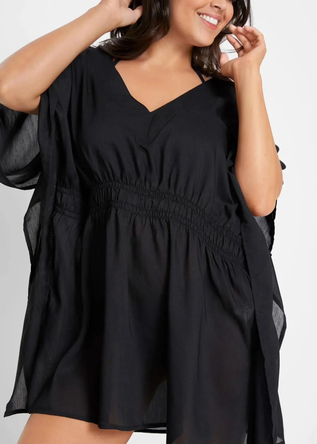 Damen bonprix Strandmode|Bademode·Strandmode|Transparente Strandtunika mit V-Ausschnitt