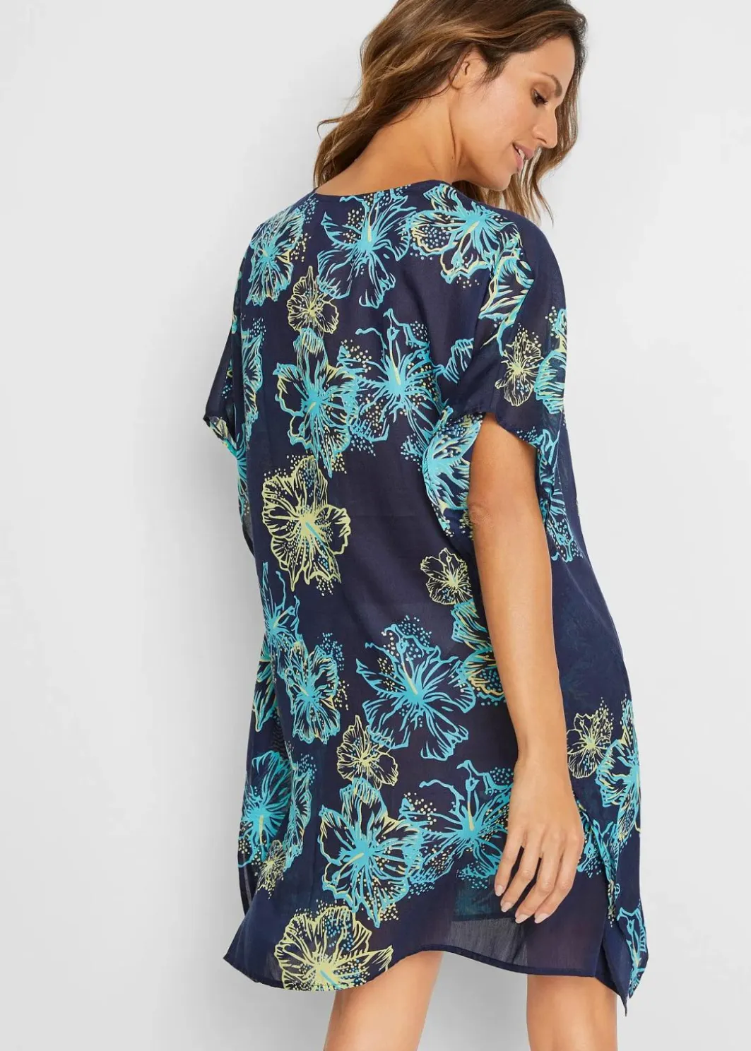 Hot Transparente Strandtunika mit V-Ausschnitt Damen Strandmode|Bademode·Strandmode