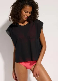 Damen bonprix Strandmode|Bademode·Strandmode|Transparentes Strandhirt mit Kapuze