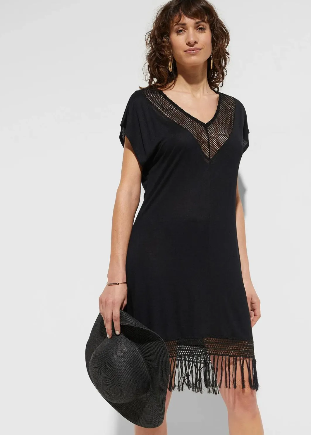 Transparentes Strandkleid aus Viskose Damen Strandmode|Bademode·Strandmode