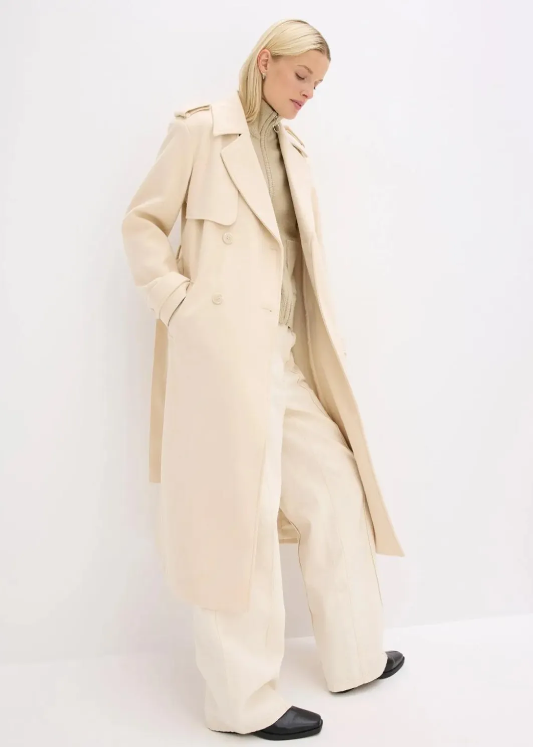 Online Trenchcoat in Wolloptik Damen Bekleidung·Hosen|Jacken & Mäntel