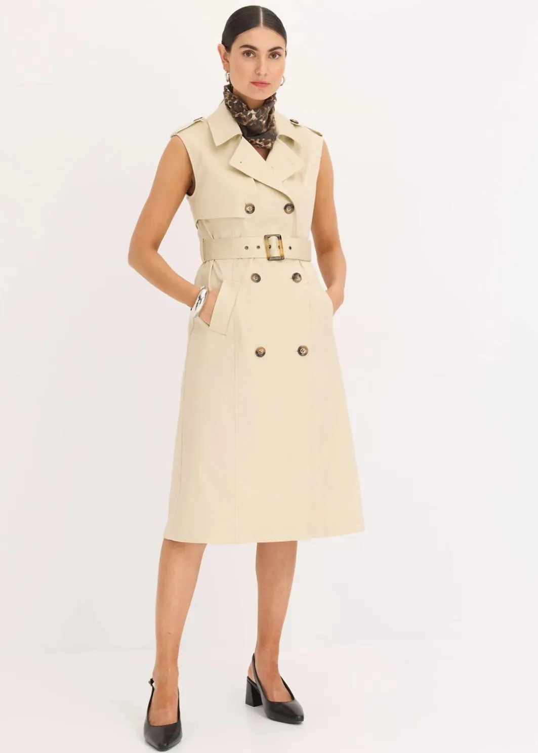 Damen bonprix Bekleidung·Pullover & Strickjacken|Kleider|Trenchkleid mit Gürtel (2-tlg.)
