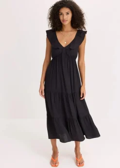 Damen bonprix Kleider|Bekleidung·Pullover & Strickjacken|Trägerkleid aus feinem Viskose-Mix