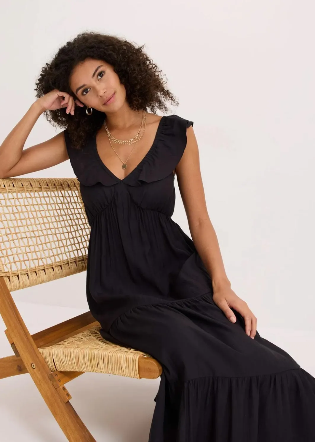 Damen bonprix Kleider|Bekleidung·Pullover & Strickjacken|Trägerkleid aus feinem Viskose-Mix