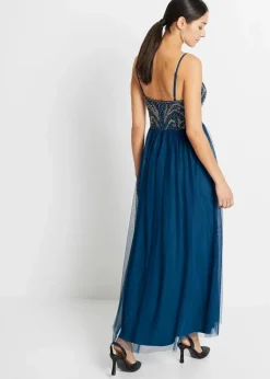 Damen bonprix Festliche Mode|Kleider|Trägerkleid mit Perlenstickerei