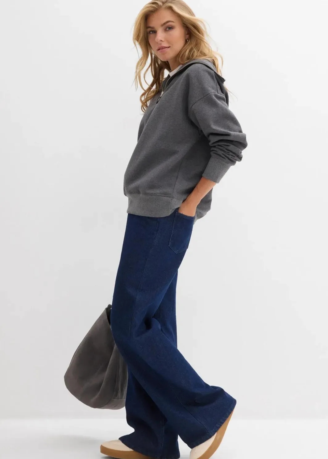 Outlet Troyer aus weichem Baumwoll-Mix Damen Pullover & Strickjacken|Sweat