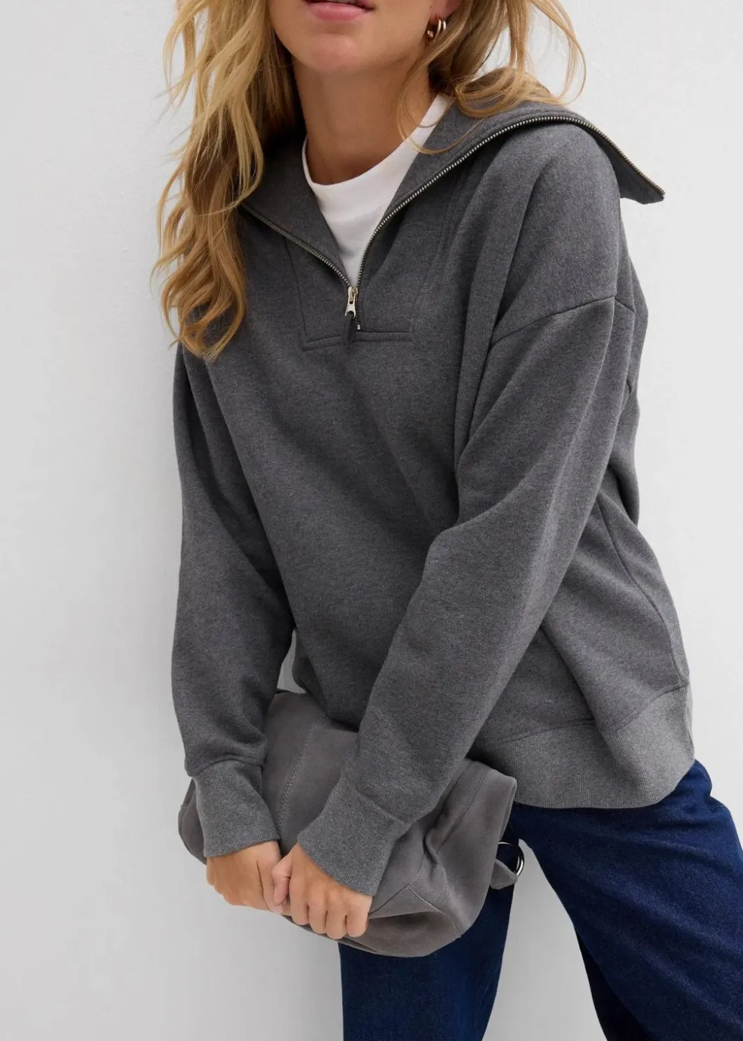 Outlet Troyer aus weichem Baumwoll-Mix Damen Pullover & Strickjacken|Sweat