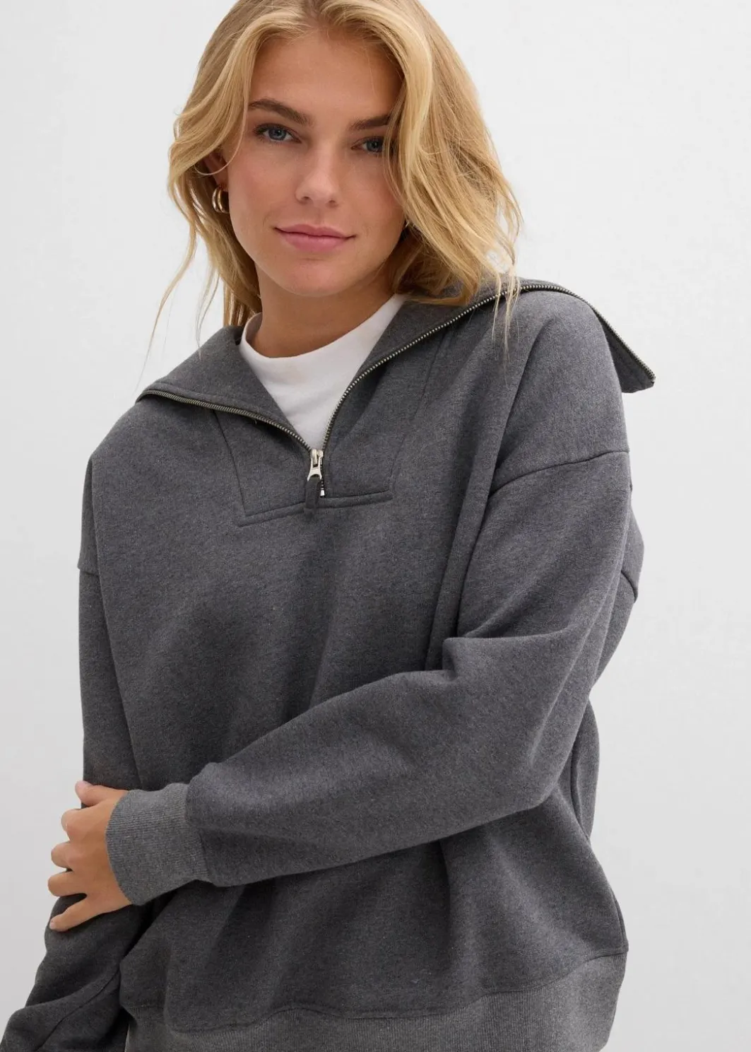Outlet Troyer aus weichem Baumwoll-Mix Damen Pullover & Strickjacken|Sweat