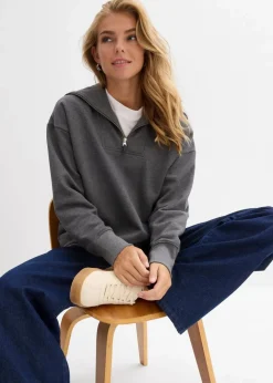 Outlet Troyer aus weichem Baumwoll-Mix Damen Pullover & Strickjacken|Sweat