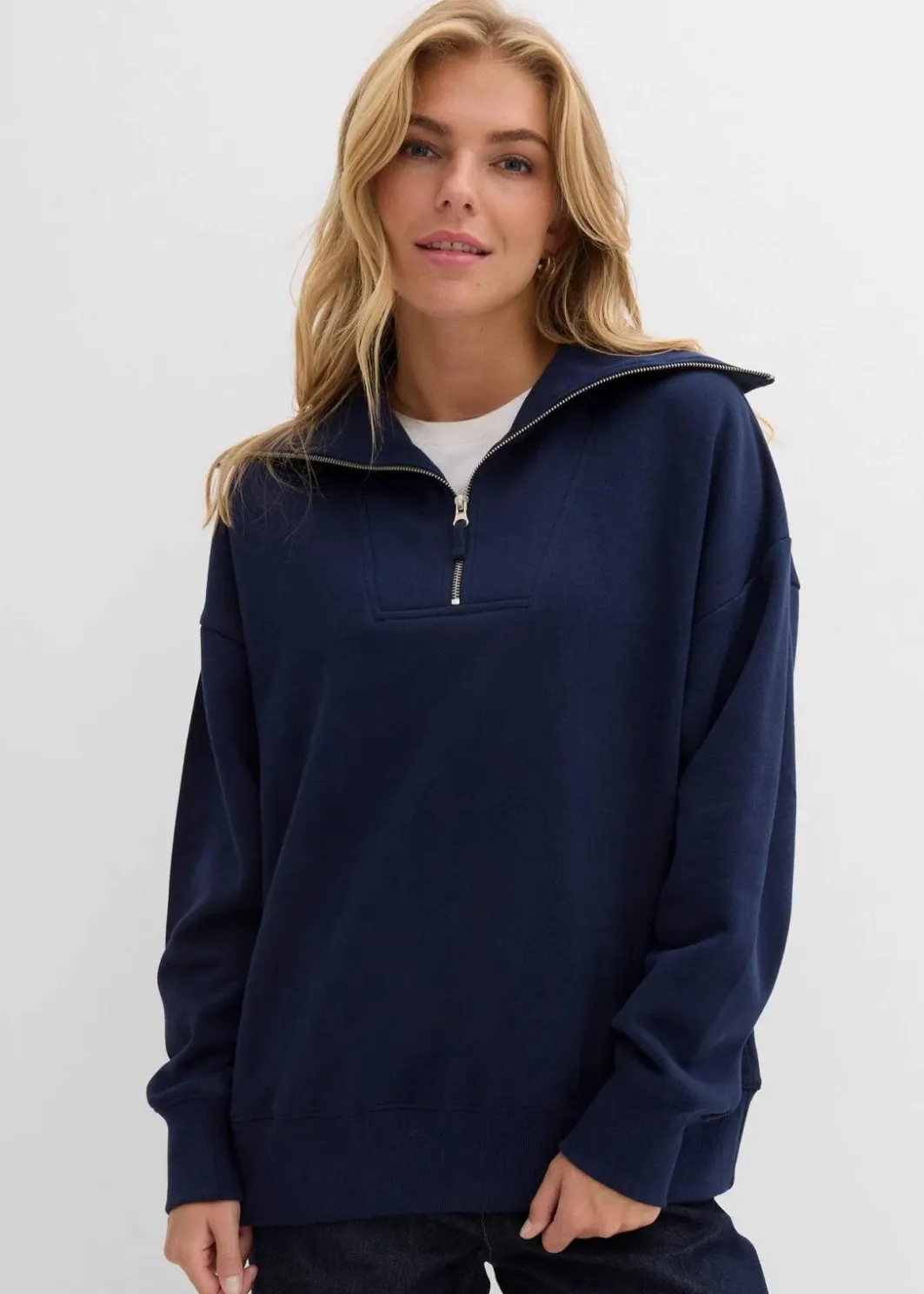 Damen bonprix Bekleidung·Blusen & Tuniken|Bekleidung·Jeans|Troyer aus weichem Baumwoll-Mix