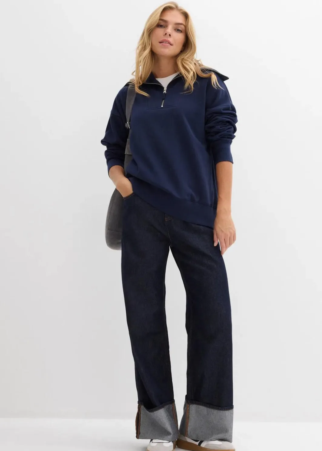 Damen bonprix Bekleidung·Blusen & Tuniken|Bekleidung·Jeans|Troyer aus weichem Baumwoll-Mix