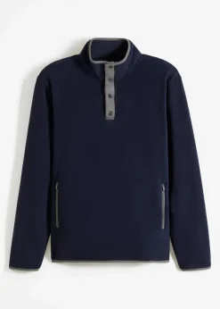 Discount Troyer Fleeceshirt mit praktischen Taschen und tollen Kontrastdetails Herren Große Größen|Basics