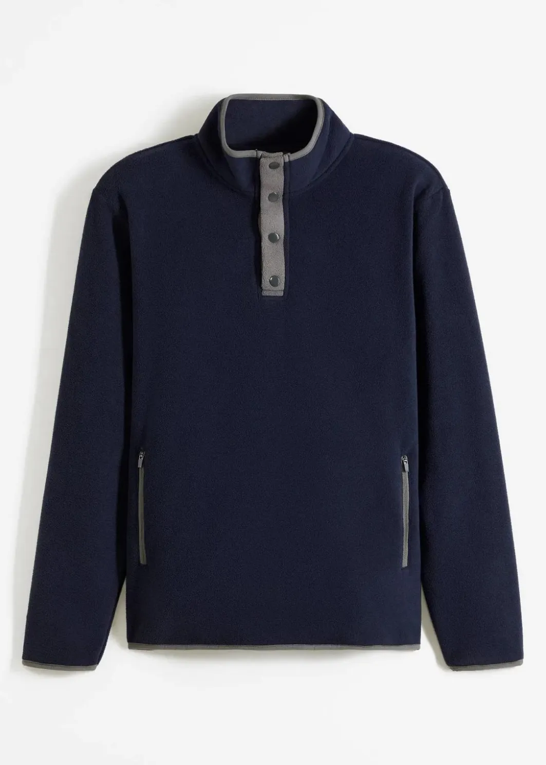 Discount Troyer Fleeceshirt mit praktischen Taschen und tollen Kontrastdetails Herren Große Größen|Basics