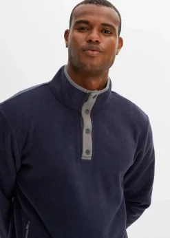 Discount Troyer Fleeceshirt mit praktischen Taschen und tollen Kontrastdetails Herren Große Größen|Basics