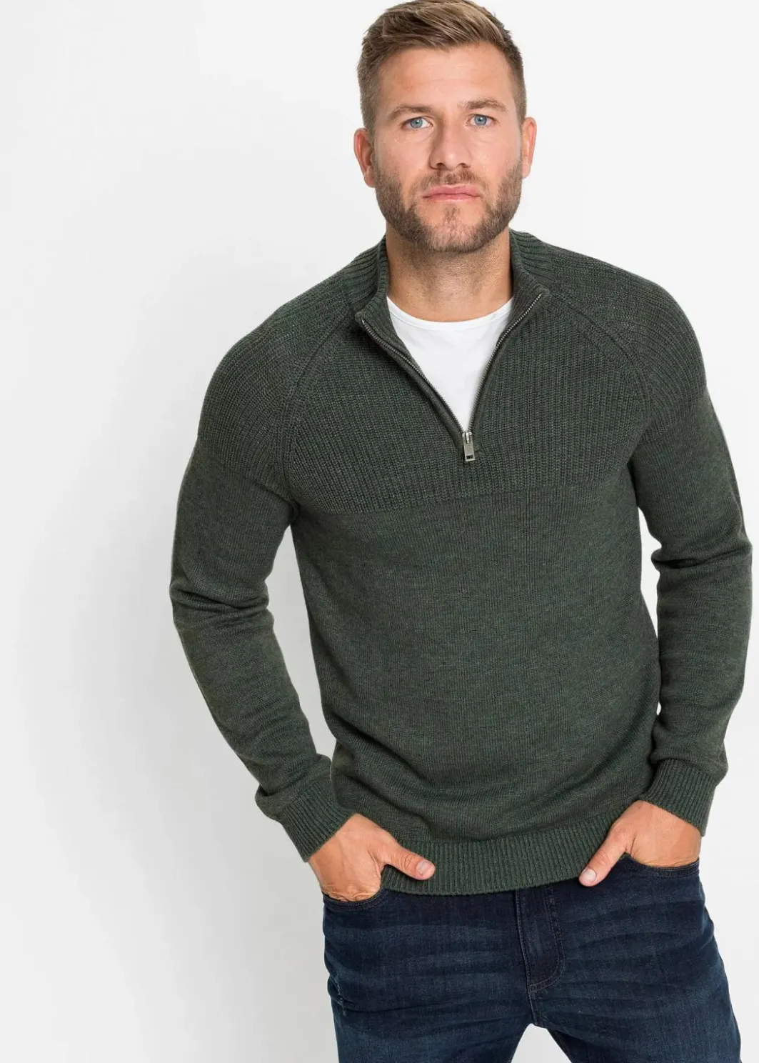 Troyer Pullover aus weichem Baumwollmix Herren Große Größen|Basics
