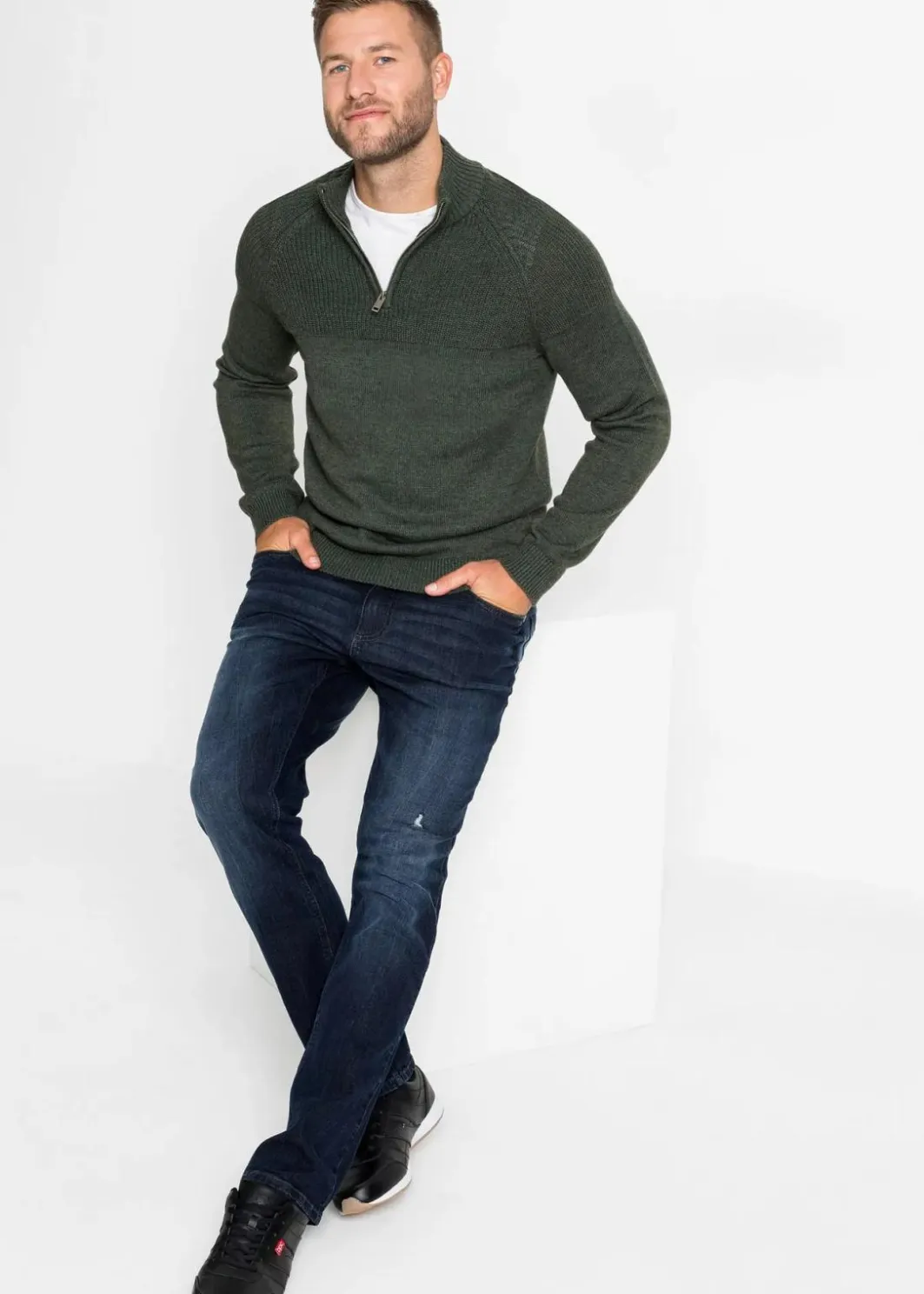 Troyer Pullover aus weichem Baumwollmix Herren Große Größen|Basics