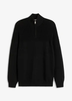 Herren bonprix Pullover & Strickjacken|Basics|Troyer Pullover aus weichem Baumwollmix