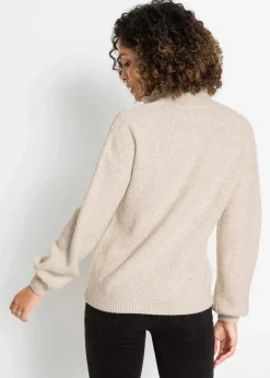 Damen bonprix Bekleidung·Jeans|Pullover & Strickjacken|Troyer Pullover mit Ajourmuster