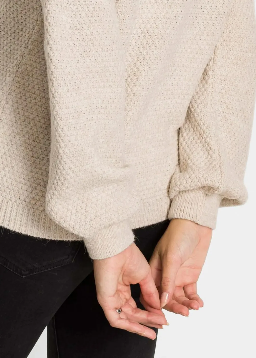 Damen bonprix Bekleidung·Jeans|Pullover & Strickjacken|Troyer Pullover mit Ajourmuster